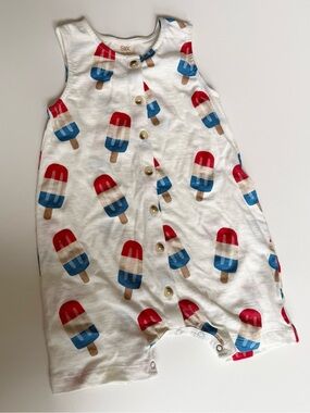 SIXX Baby Popsicle Button Romper - Red, White & Blue 12-18m